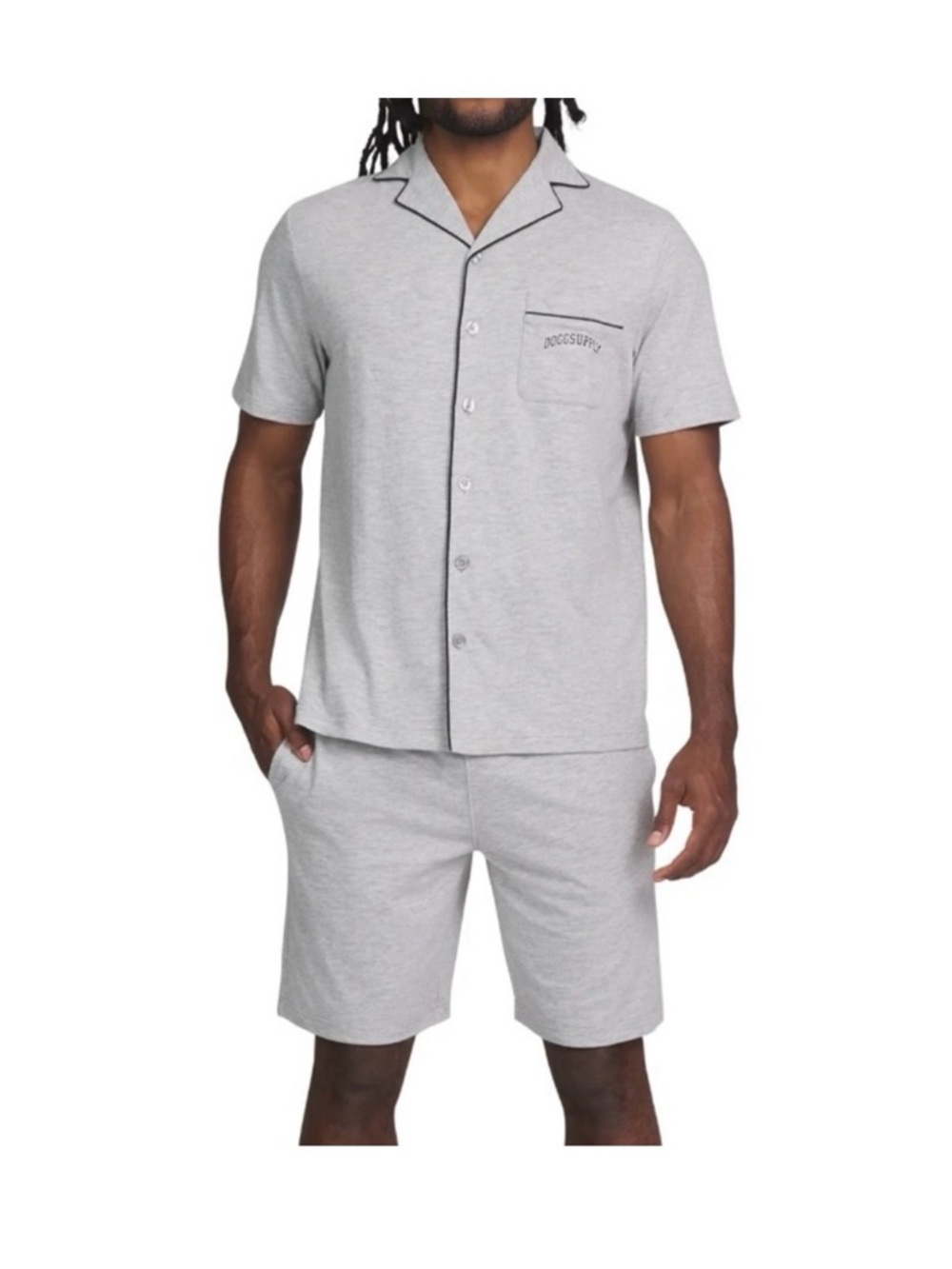 NWT Snoop Dog 2-piece button collar gray short  set size M